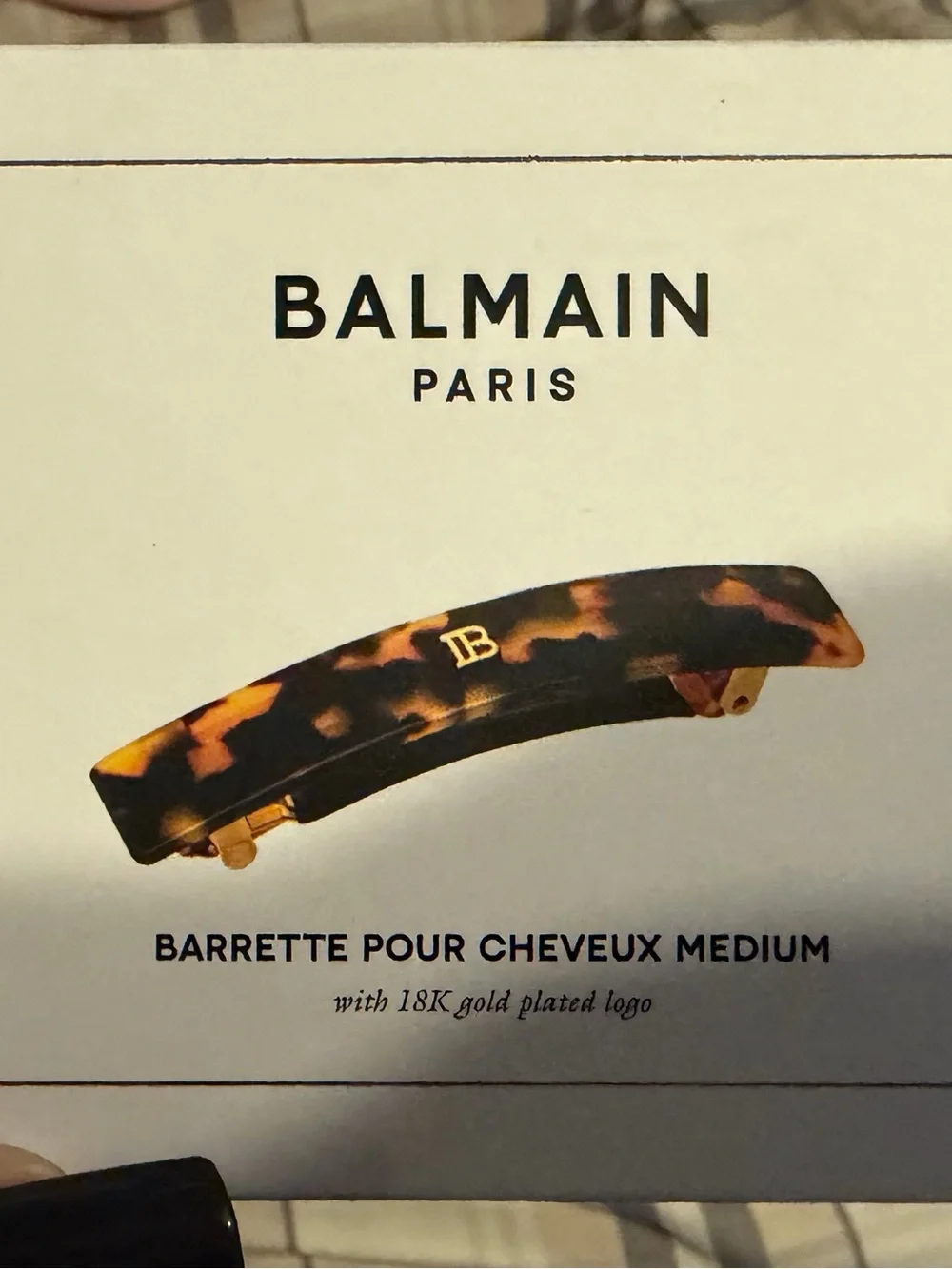 Balmain Medium Tortoiseshell Hair Barrette in Brown and Black